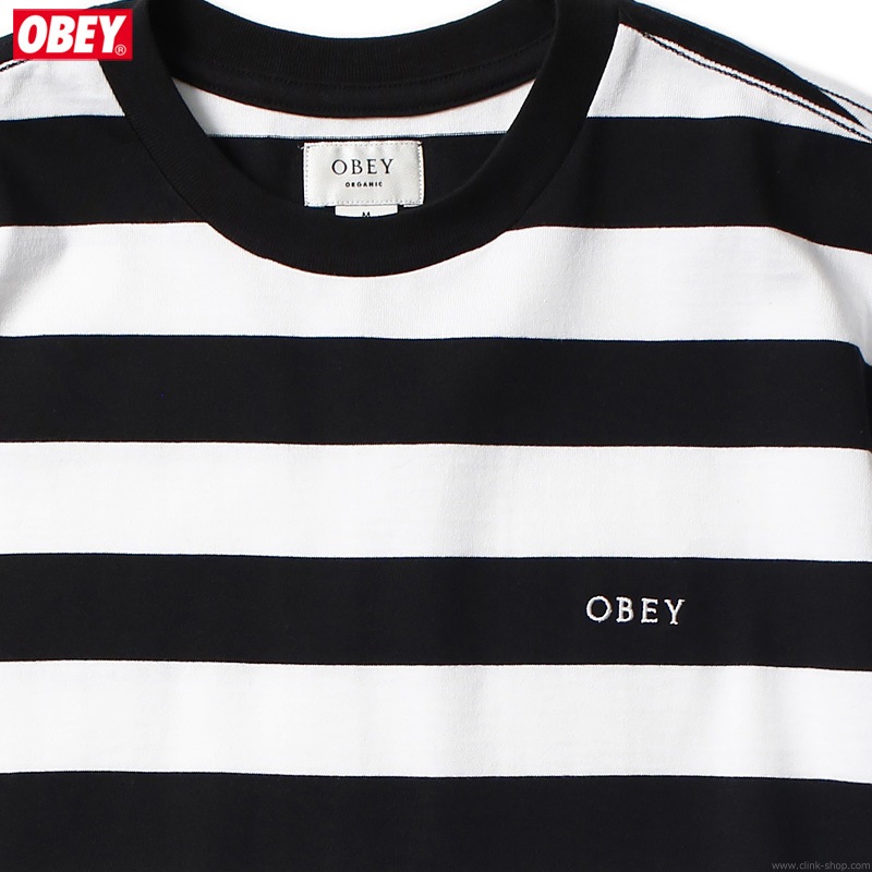 OBEY IDEALS ORGANIC WIDE STRIPE TEE (BLACK MULTI)