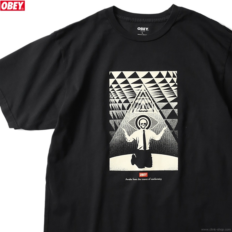 OBEY ORGANIC PIGMENT DYED TEES "OBEY CONFORMITY TRANCE" (PIGMENT FADED BLACK) [SHEPARD FAIREY COLLECTION]