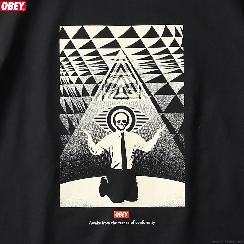 OBEY ORGANIC PIGMENT DYED TEES "OBEY CONFORMITY TRANCE" (PIGMENT FADED BLACK) [SHEPARD FAIREY COLLECTION]