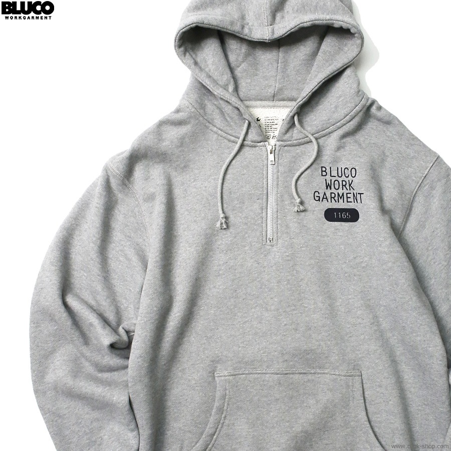 BLUCO HEAVY PILE SWEAT HALF ZIP HOODIE -1165- (GRAY) [145-13-015]