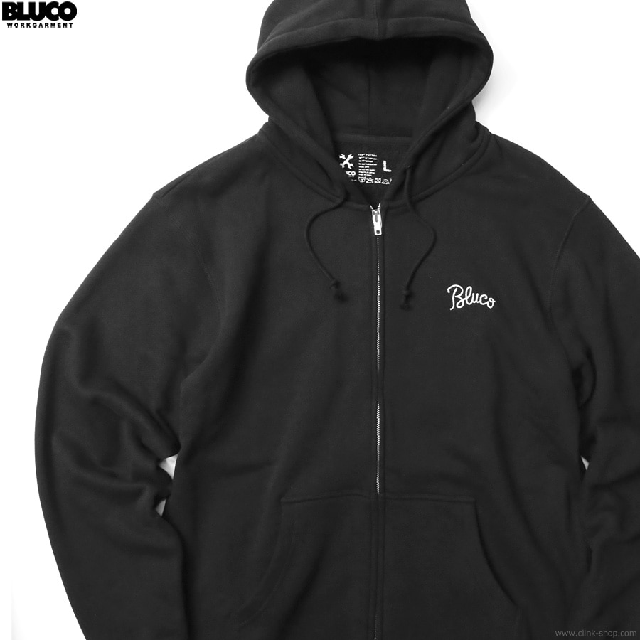 BLUCO HEAVY PILE SWEAT ZIP HOODIE -EMB- (BLACK) [145-13-016]