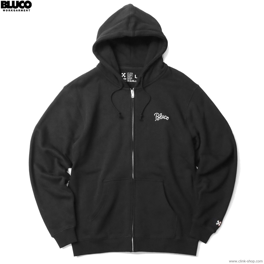 BLUCO HEAVY PILE SWEAT ZIP HOODIE -EMB- (BLACK) [145-13-016]