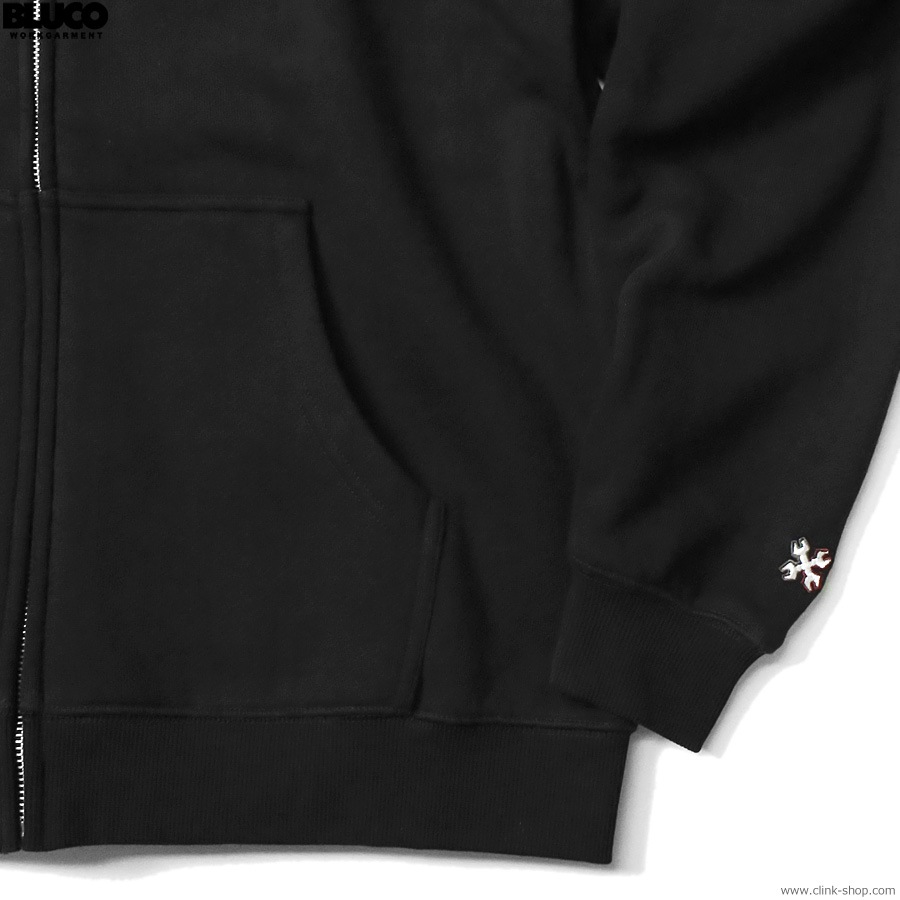 BLUCO HEAVY PILE SWEAT ZIP HOODIE -EMB- (BLACK) [145-13-016]