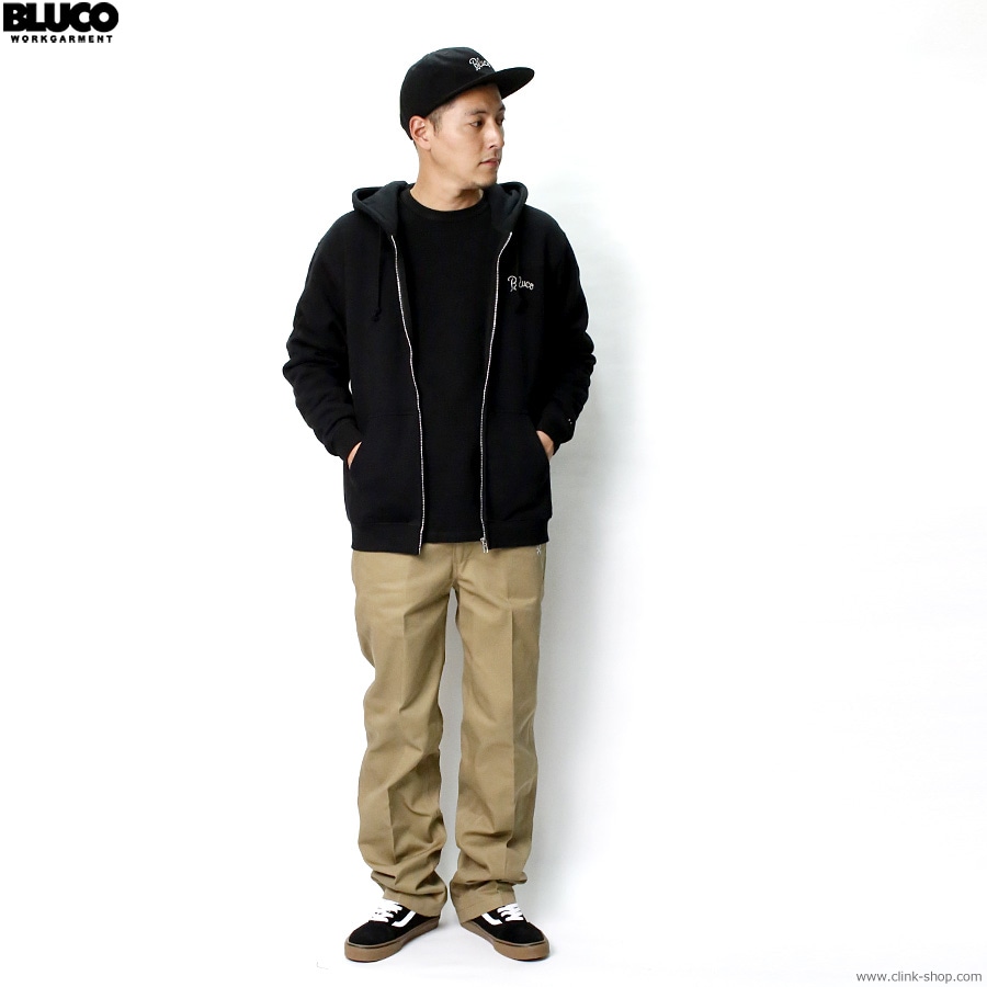 BLUCO HEAVY PILE SWEAT ZIP HOODIE -EMB- (BLACK) [145-13-016]
