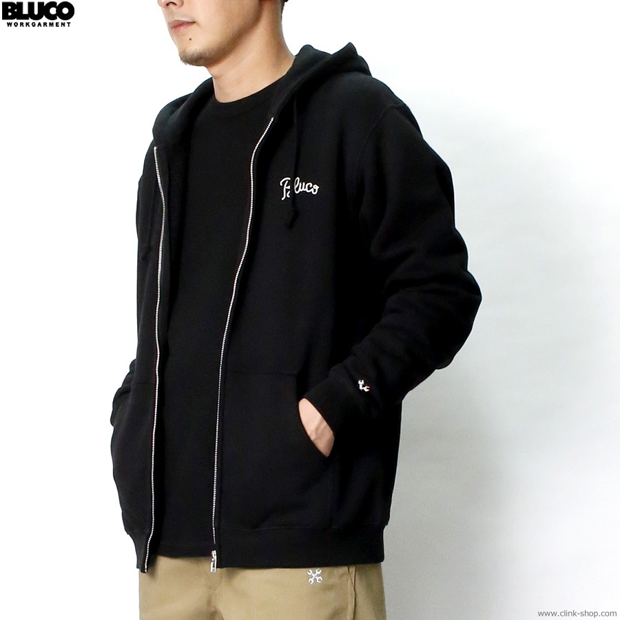 BLUCO HEAVY PILE SWEAT ZIP HOODIE -EMB- (BLACK) [145-13-016]