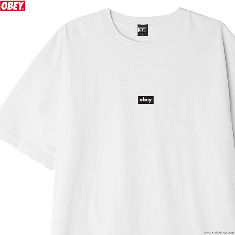 OBEY HEAVYWEIGHT TEE "OBEY BLACK BAR" (WHITE)