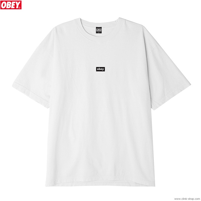 OBEY HEAVYWEIGHT TEE "OBEY BLACK BAR" (WHITE)