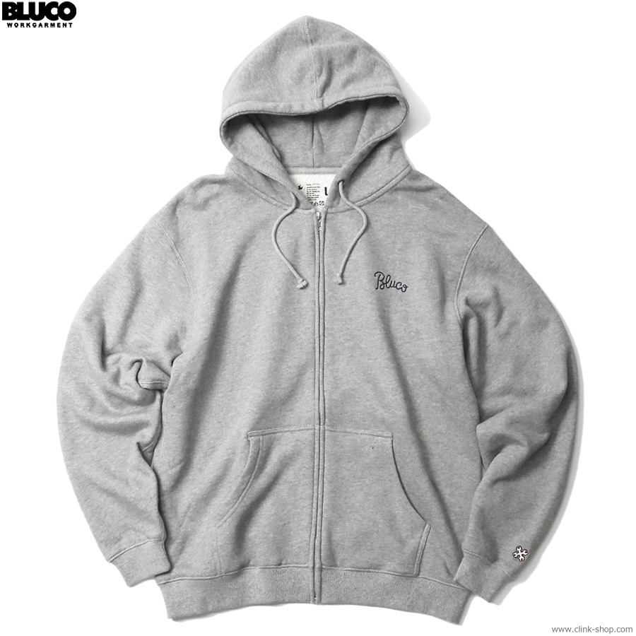 BLUCO HEAVY PILE SWEAT ZIP HOODIE -EMB- (GRAY) [145-13-016]