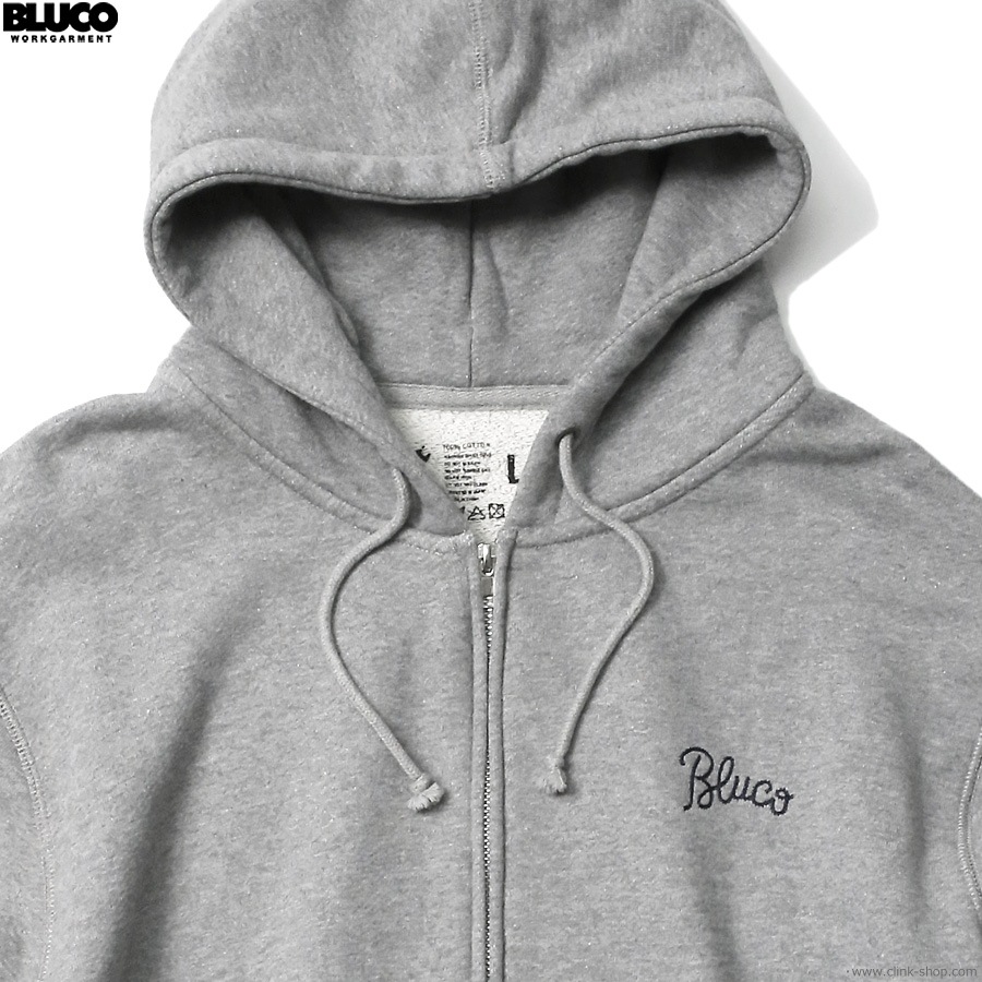 BLUCO HEAVY PILE SWEAT ZIP HOODIE -EMB- (GRAY) [145-13-016]