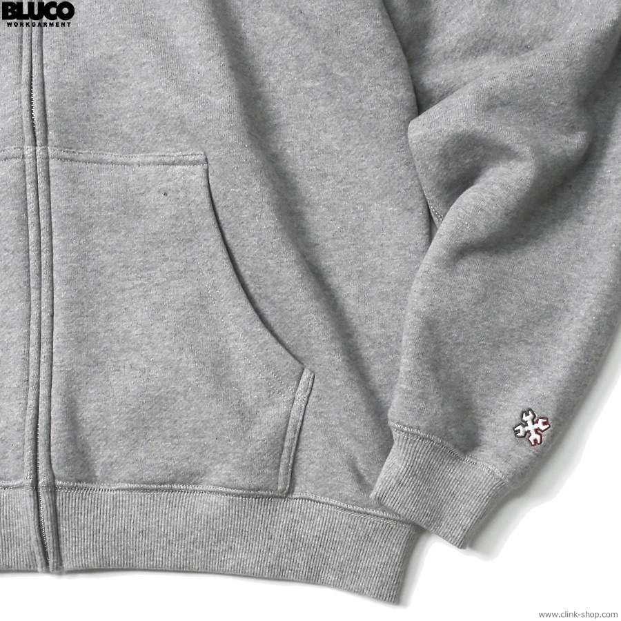 BLUCO HEAVY PILE SWEAT ZIP HOODIE -EMB- (GRAY) [145-13-016]