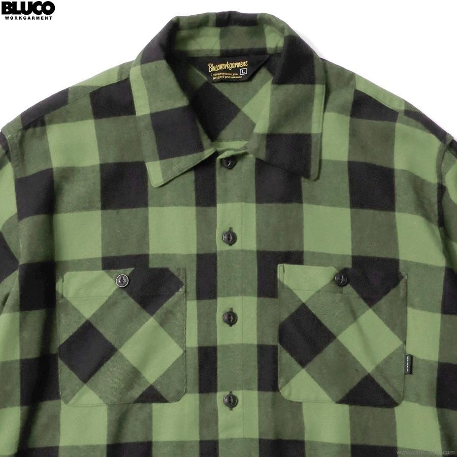 BLUCO BUFFALO CHECK FLANNEL SHIRTS (OLIVE) [1148]