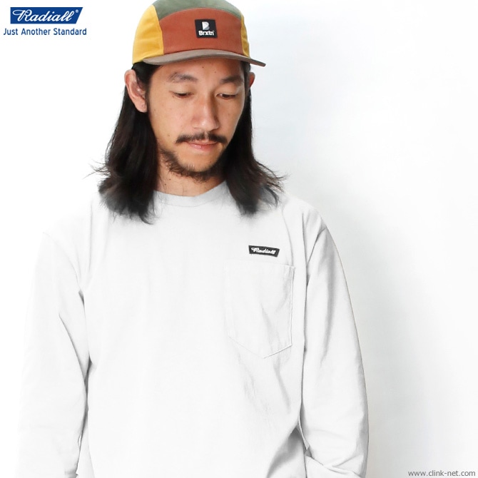 RADIALL FLAGS - CREW NECK POCKET T-SHIRT L/S (SNOW WHITE)