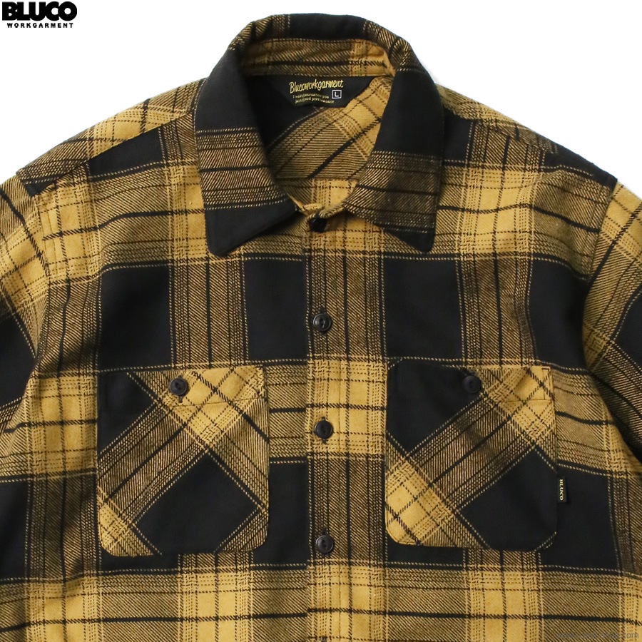 BLUCO OMBRE CHECK FLANNEL SHIRTS (YELLOW) [1147]