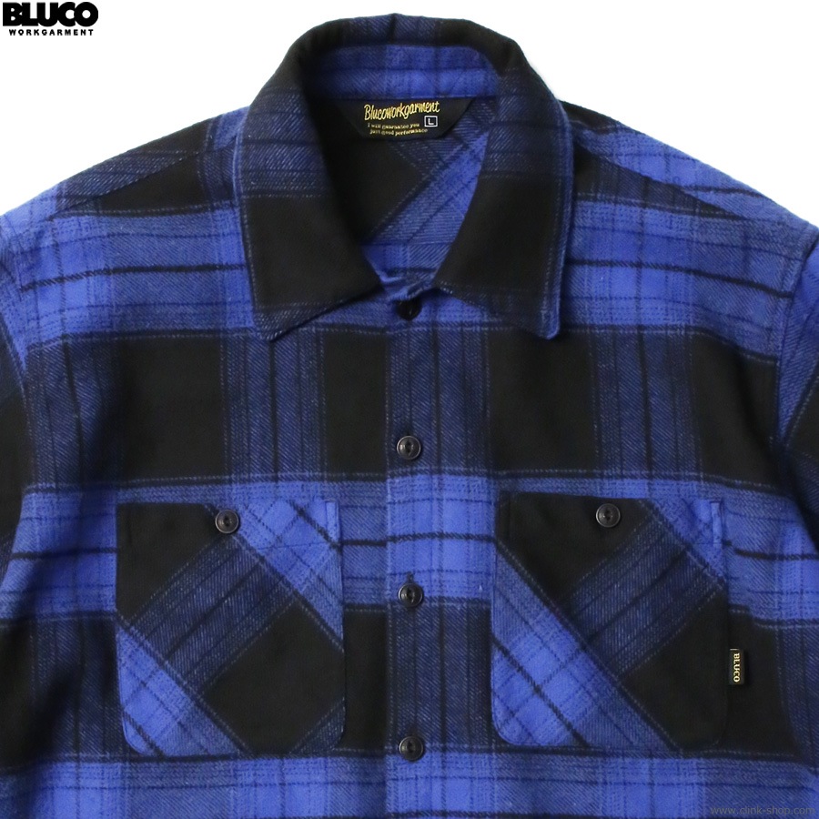 BLUCO OMBRE CHECK FLANNEL SHIRTS (NAVY) [1147]