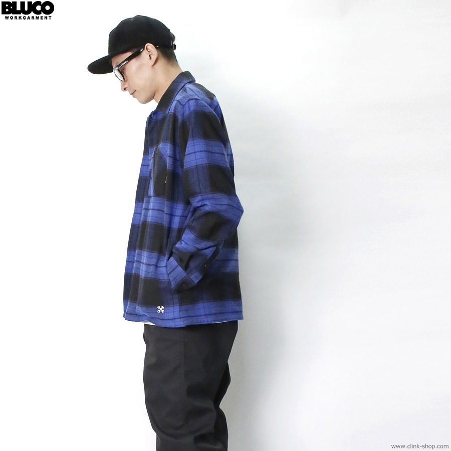 BLUCO OMBRE CHECK FLANNEL SHIRTS (NAVY) [1147]