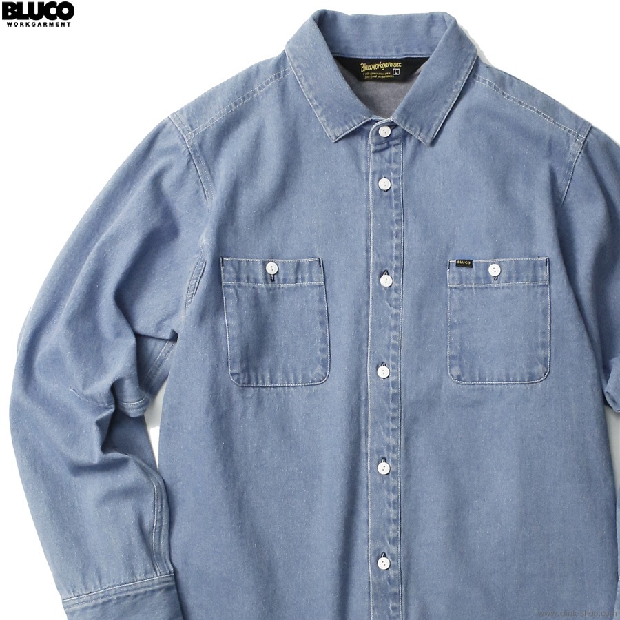 SALE 10OFF BLUCO DENIM WORK SHIRT (BLUE) [1122]