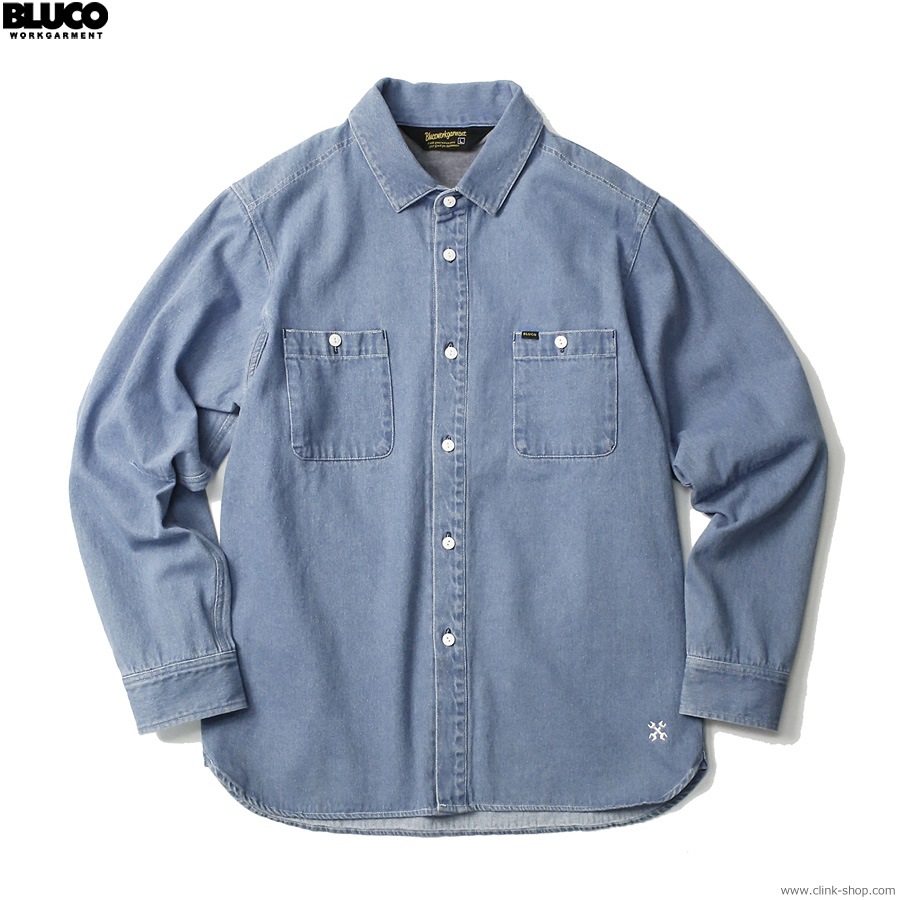 SALE 10OFF BLUCO DENIM WORK SHIRT (BLUE) [1122]