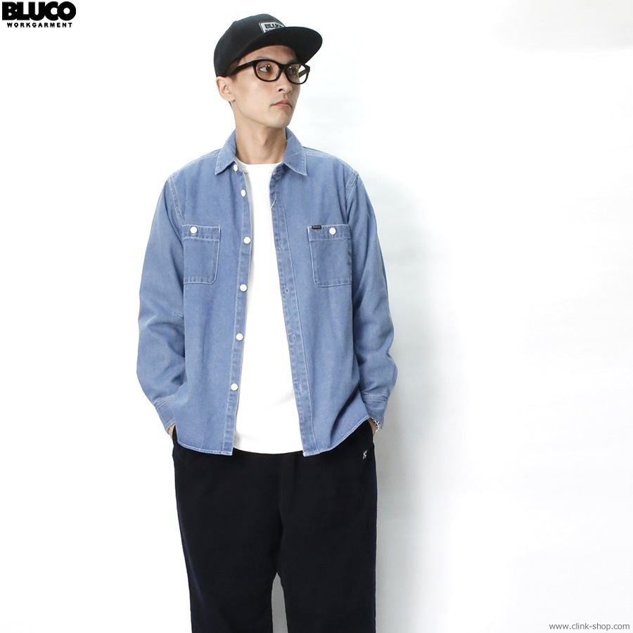 SALE 10OFF BLUCO DENIM WORK SHIRT (BLUE) [1122]