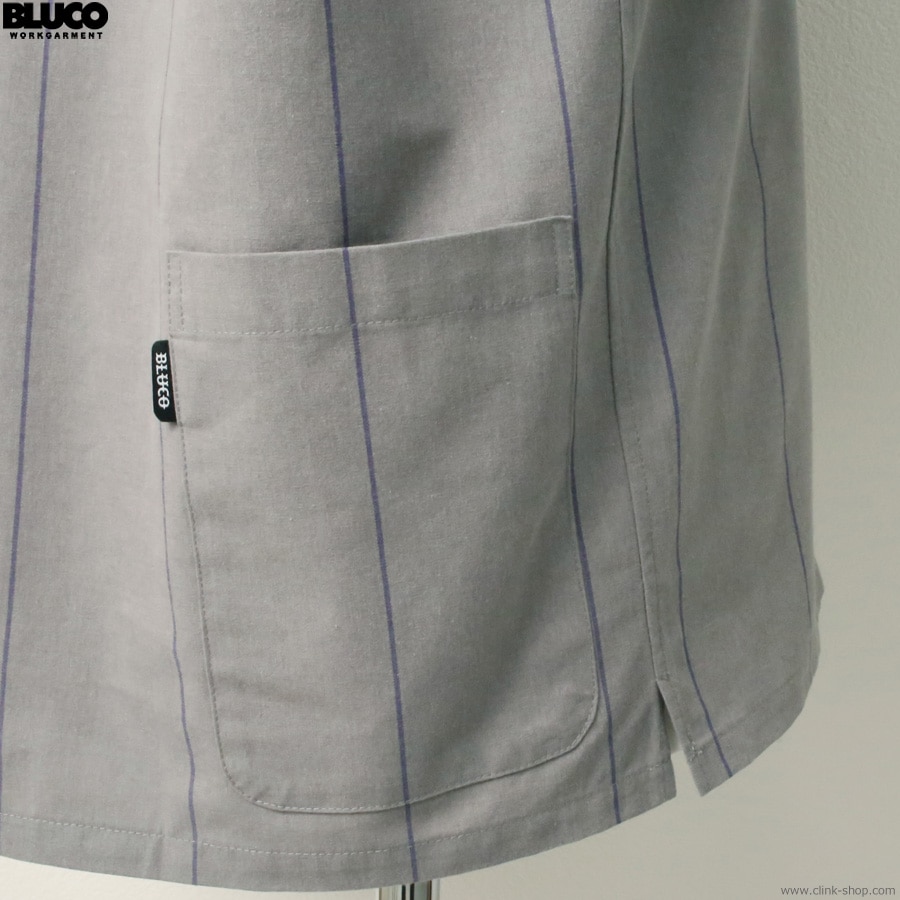 BLUCO PULLOVER STRIPE WORK SHIRT S/S (GRAY) [153-21-101]