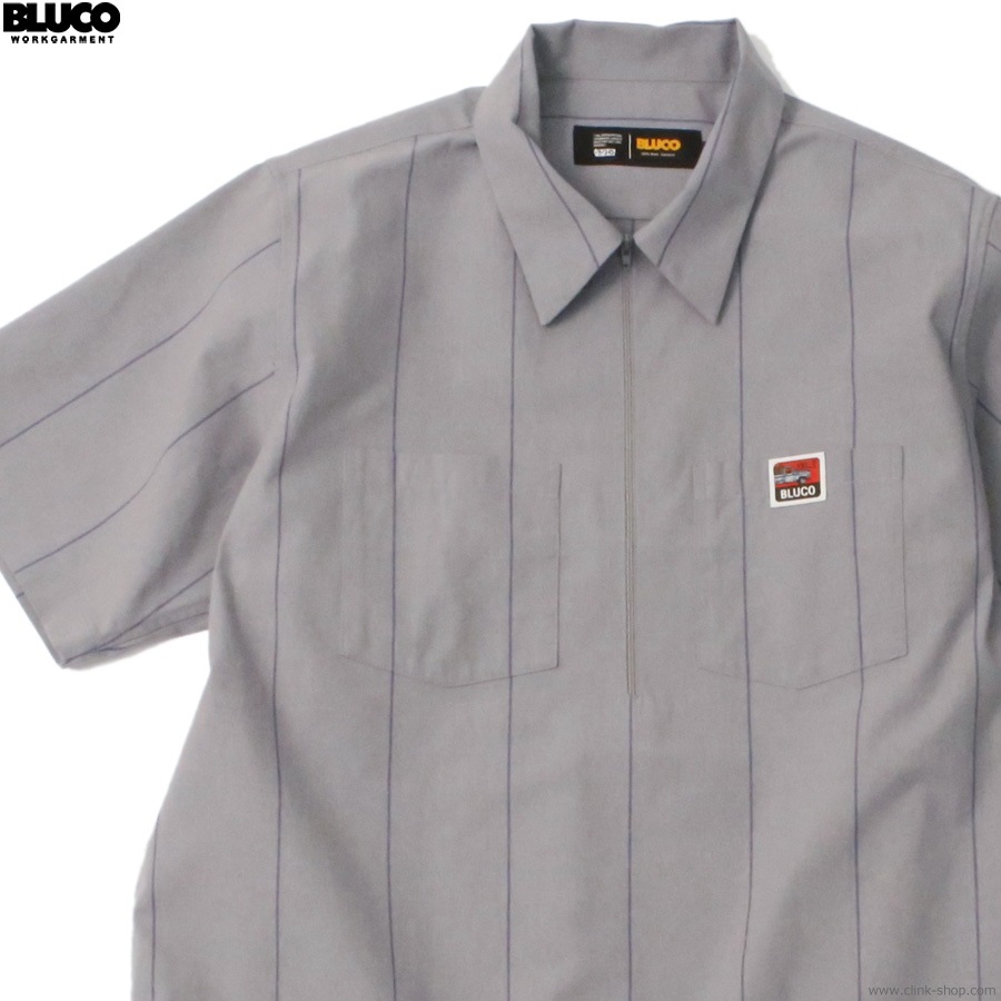 BLUCO PULLOVER STRIPE WORK SHIRT S/S (GRAY) [153-21-101]