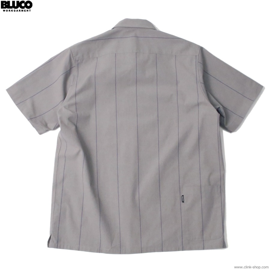 BLUCO PULLOVER STRIPE WORK SHIRT S/S (GRAY) [153-21-101]