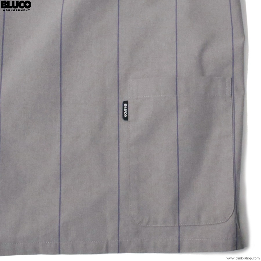 BLUCO PULLOVER STRIPE WORK SHIRT S/S (GRAY) [153-21-101]