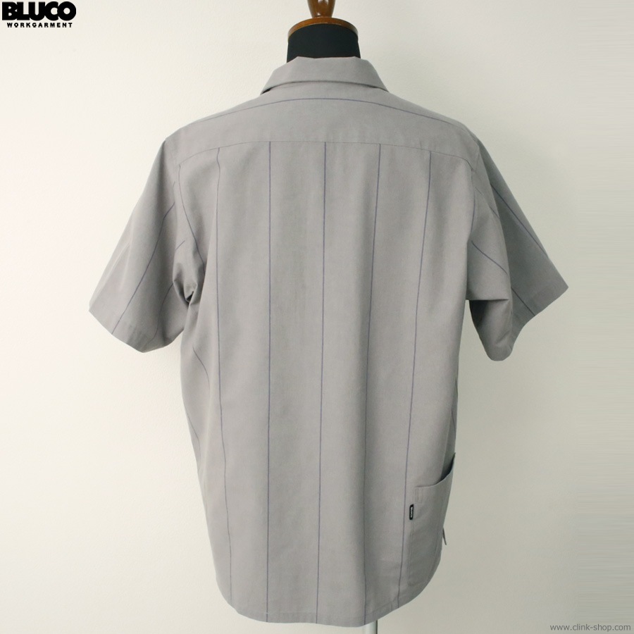 BLUCO PULLOVER STRIPE WORK SHIRT S/S (GRAY) [153-21-101]
