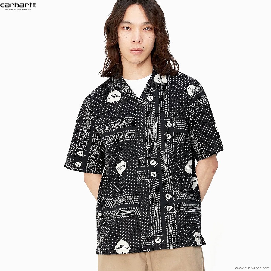 CARHARTT WIP S/S HEART BANDANA SHIRT (BLACK)