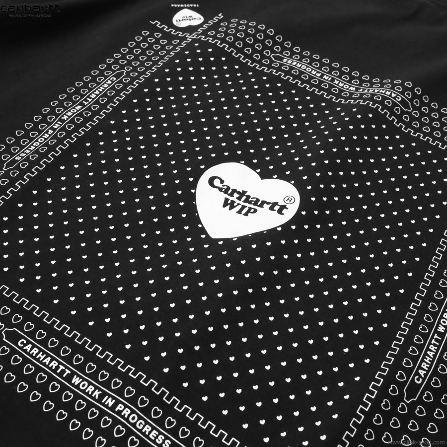 CARHARTT WIP S/S HEART BANDANA T-SHIRT (BLACK/WHITE STONE WASHED)