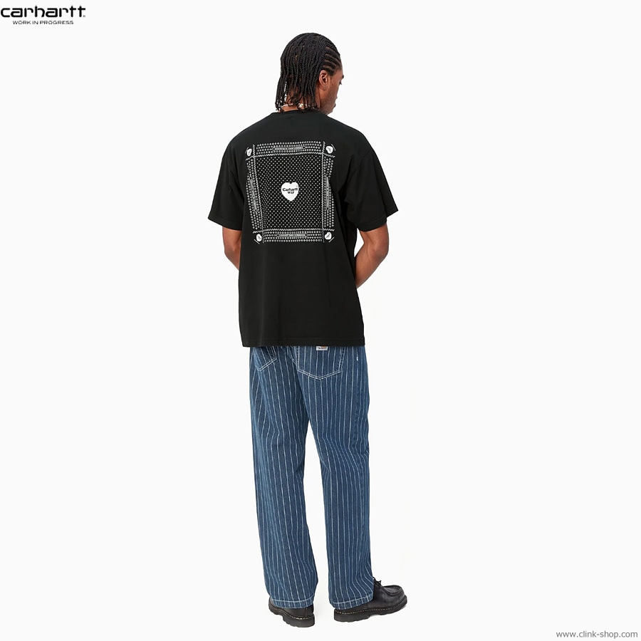 CARHARTT WIP S/S HEART BANDANA T-SHIRT (BLACK/WHITE STONE WASHED)