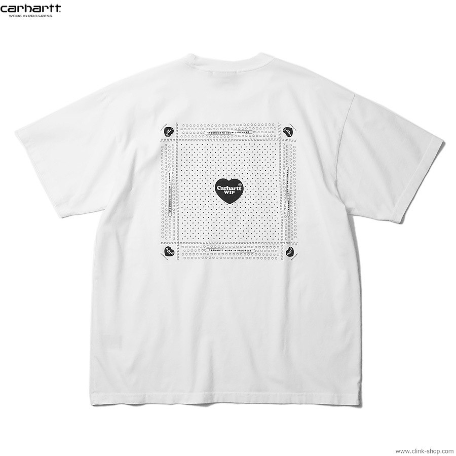 CARHARTT WIP S/S HEART BANDANA T-SHIRT (WHITE/BLACK STONE WASHED)