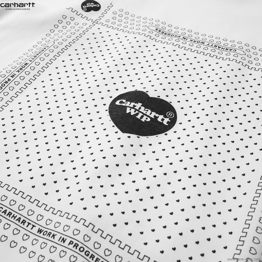 CARHARTT WIP S/S HEART BANDANA T-SHIRT (WHITE/BLACK STONE WASHED)