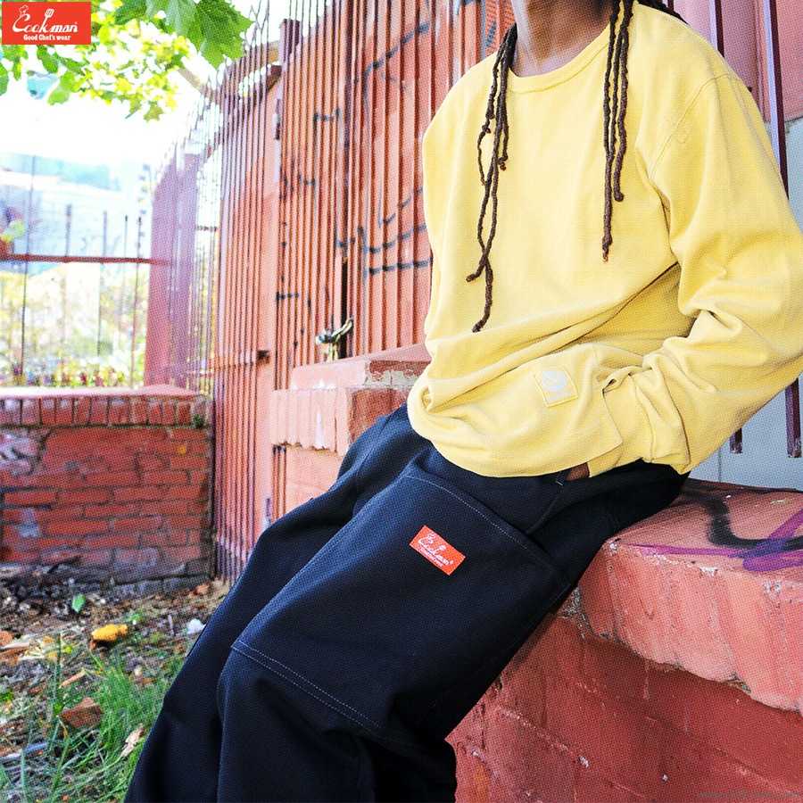 COOKMAN CHEF PANTS SEMIWIDE FRONT POCKET DUCK CANVAS BLACK