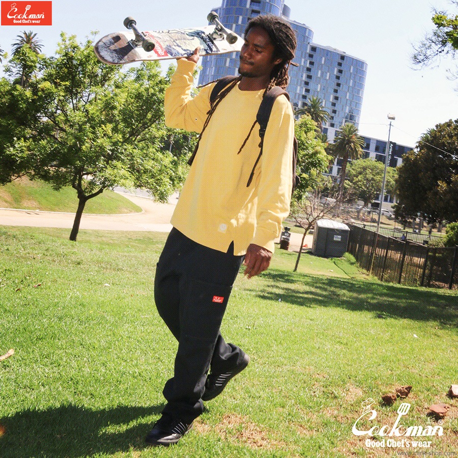 COOKMAN CHEF PANTS SEMIWIDE FRONT POCKET DUCK CANVAS BLACK