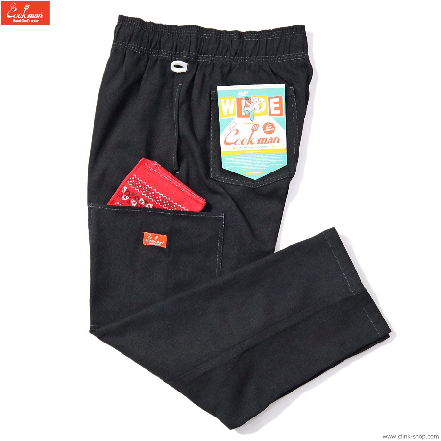 COOKMAN CHEF PANTS SEMIWIDE FRONT POCKET DUCK CANVAS BLACK