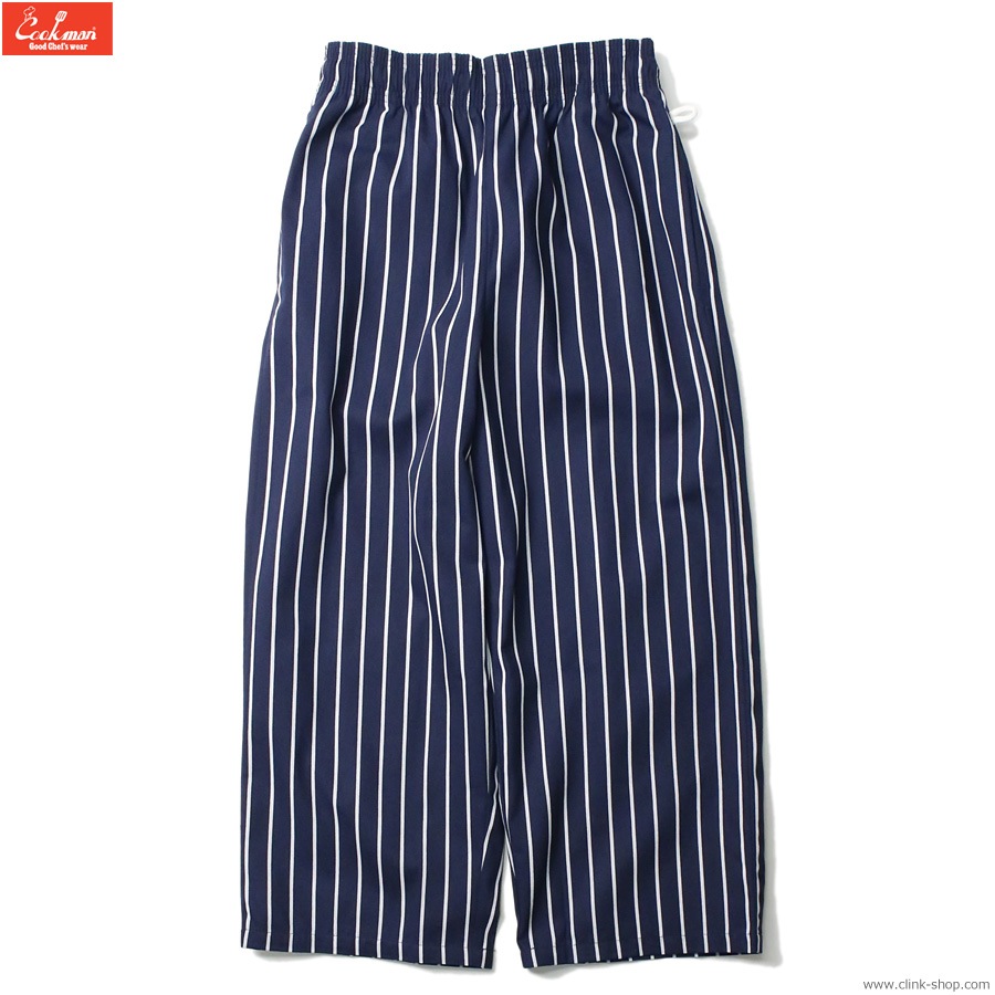 COOKMAN WIDE CHEF PANTS STRIPE NAVY