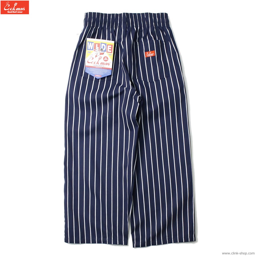 COOKMAN WIDE CHEF PANTS STRIPE NAVY