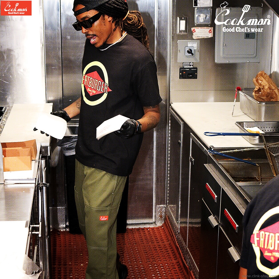 COOKMAN CHEF PANTS SEMIWIDE FRONT POCKET DUCK CANVAS OLIVE