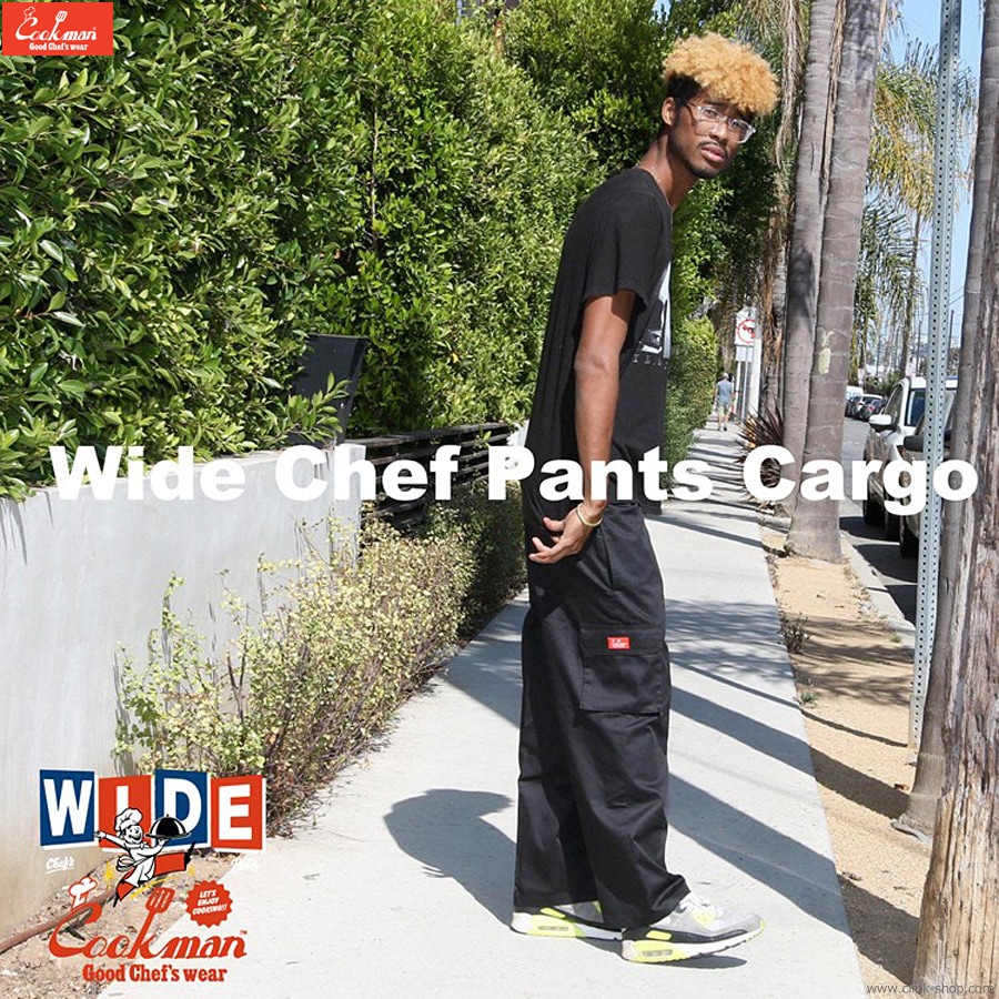 COOKMAN WIDE CHEF PANTS CARGO BLACK