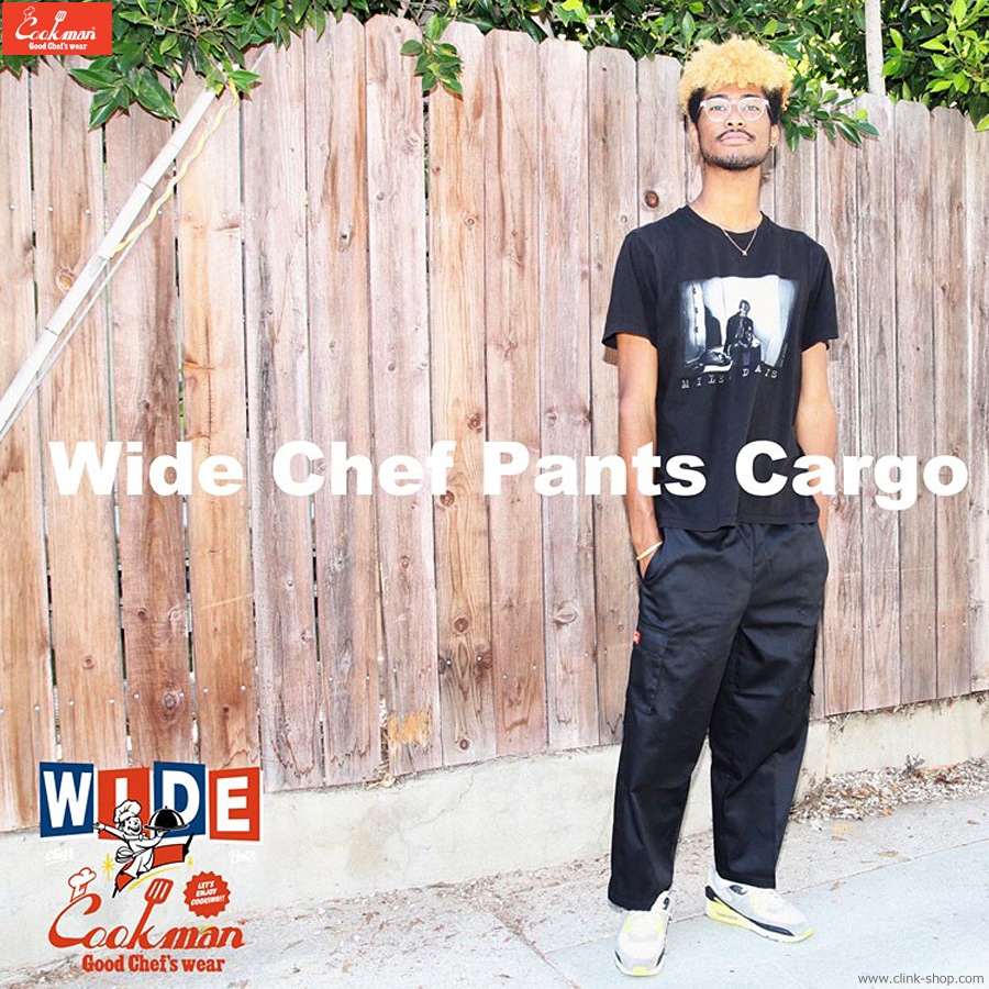 COOKMAN WIDE CHEF PANTS CARGO BLACK