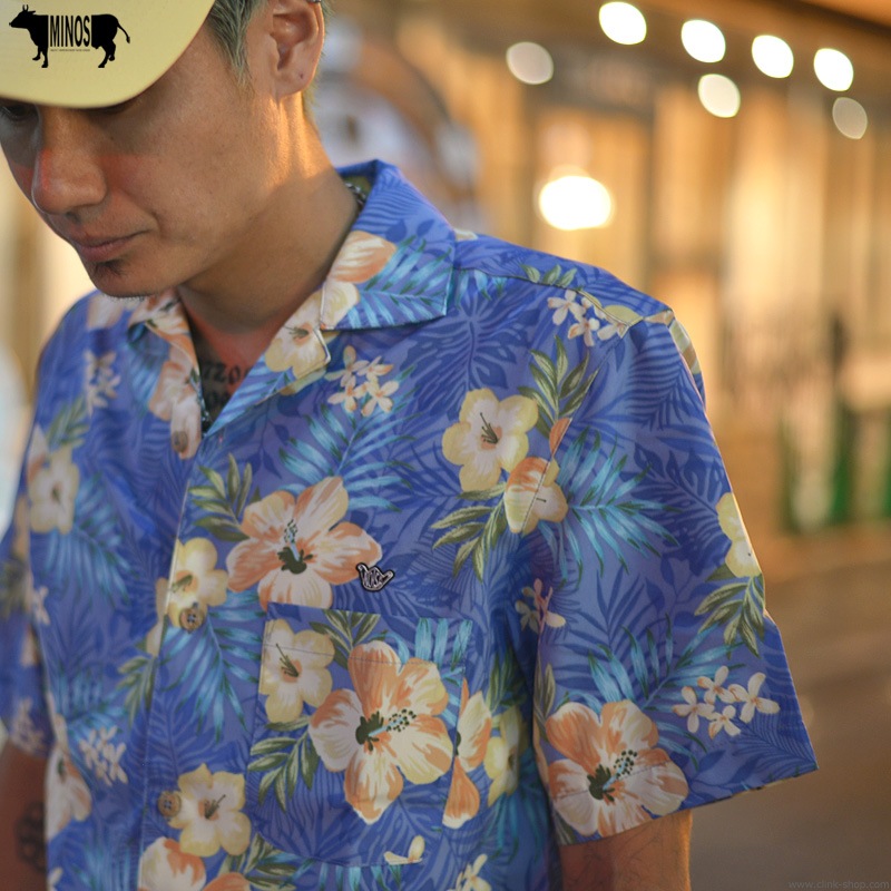 CLINK｜MINOS KOISA HIBISCUS ALOHA SHIRT (RIVIAERA BLUE) [MNU20