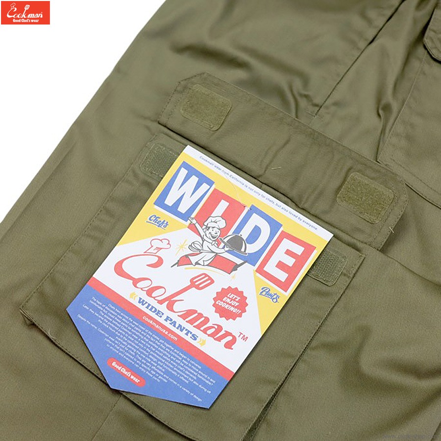 COOKMAN WIDE CHEF PANTS CARGO KHAKI