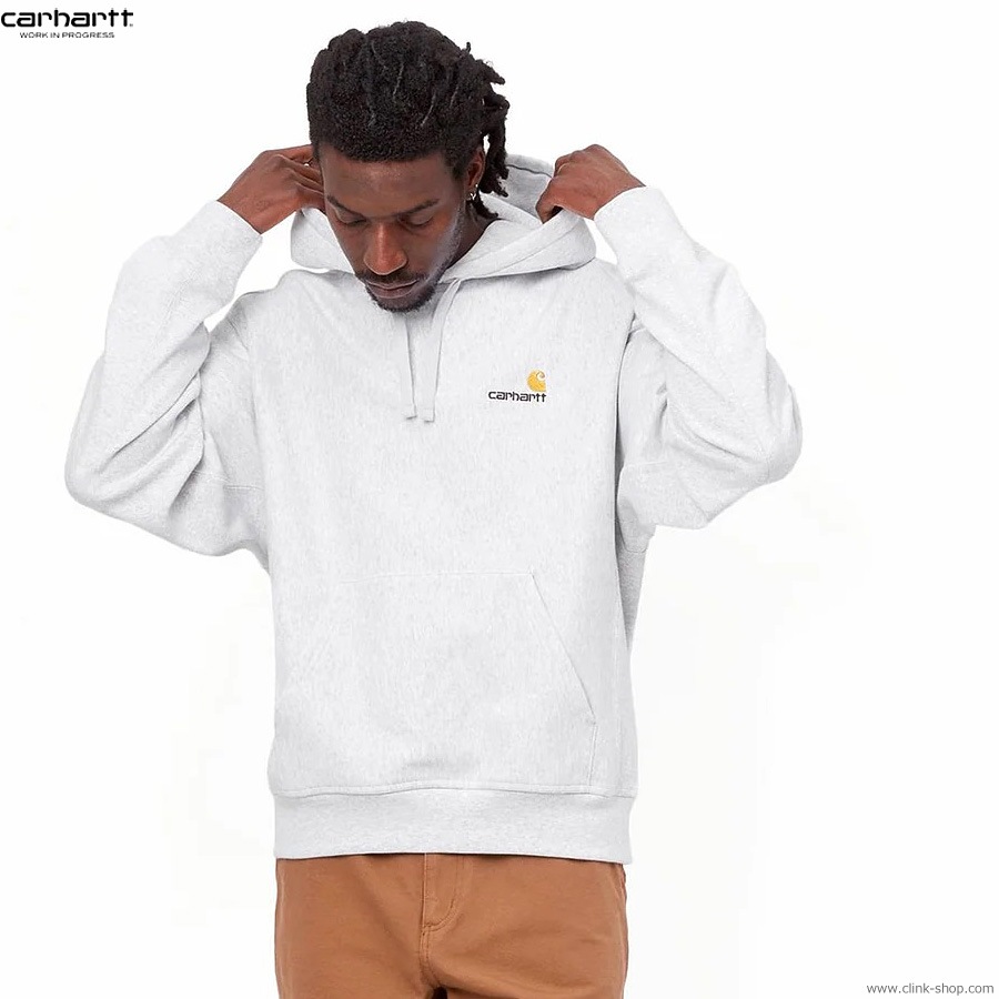 CARHARTT WIP HOODED AMERICAN SCRIPT SWEATSHIRT (ASH HEATHER)