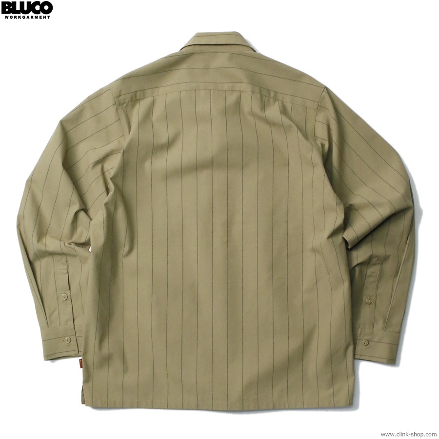 SALE 10OFF BLUCO STANDARD WORK SHIRTS L/S (BEIGE STRIPE) [0109]