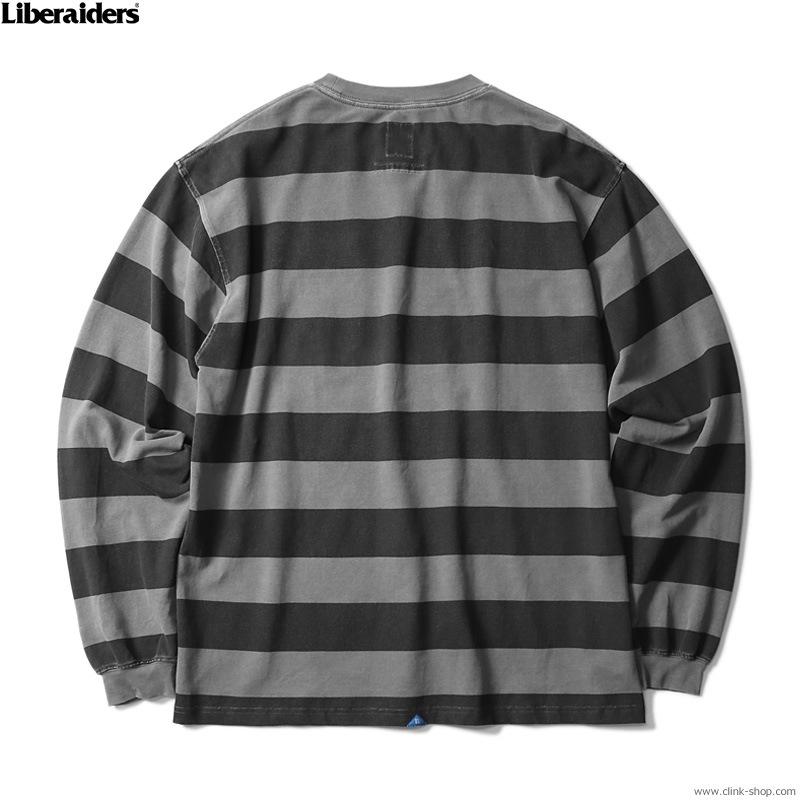 LIBERAIDERS STRIPE L/S TEE (CHARCOAL) #72501