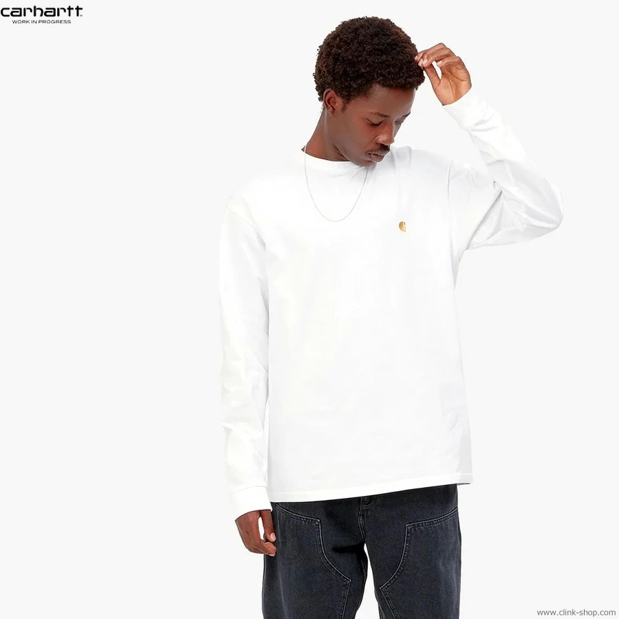 CARHARTT WIP L/S CHASE T-SHIRT (WHITE/GOLD)