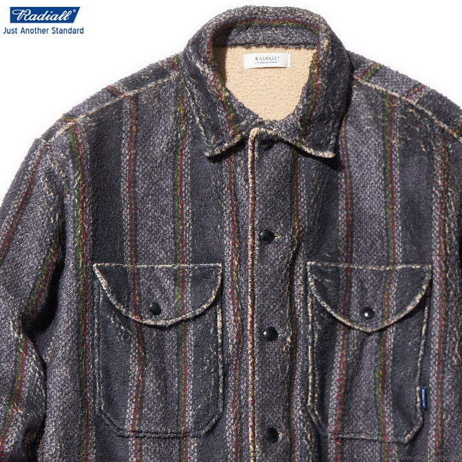 CLINK｜RADIALL TRENCH - OPEN COLLARED SHIRT L/S (SMOKE BLACK