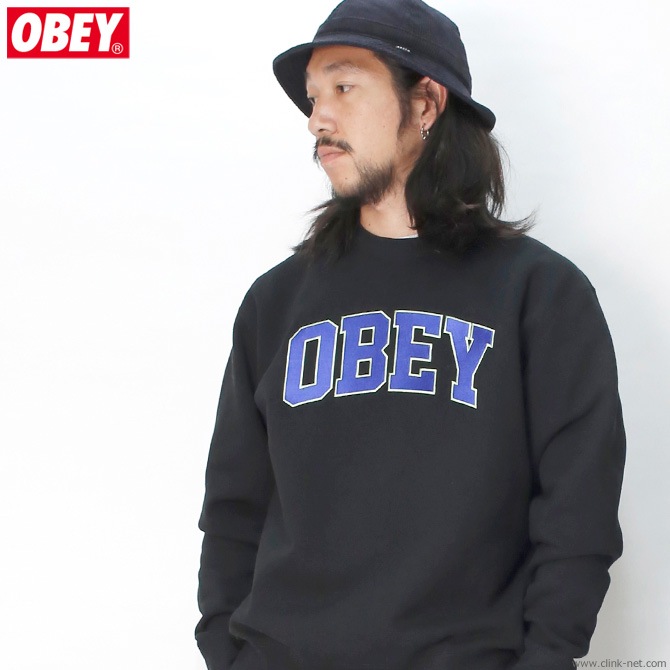 OBEY CREW NECK FLEECE "OBEY SPORTS CREW" (BLACK)