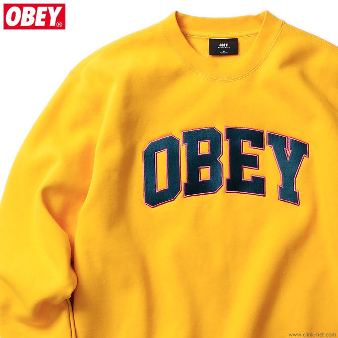 OBEY CREW NECK FLEECE "OBEY SPORTS CREW" (GOLD)