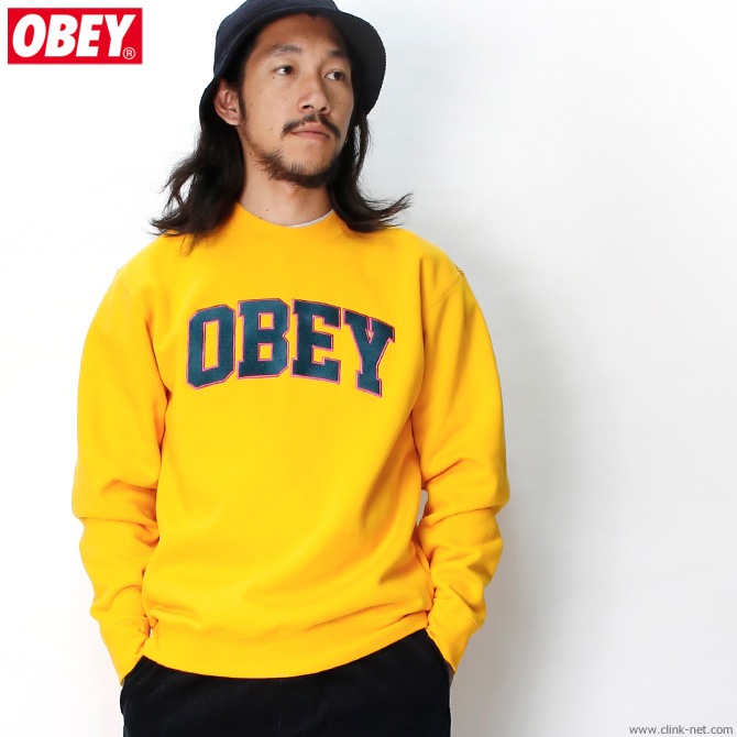 OBEY CREW NECK FLEECE "OBEY SPORTS CREW" (GOLD)